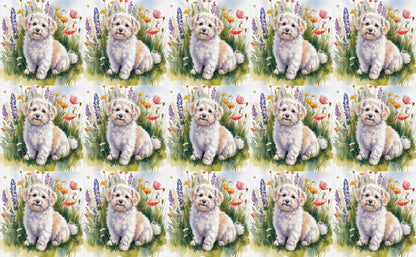DecoCraft - Scenic Tiles Series - Watercolor Pets - Bichon Friese