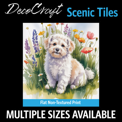 DecoCraft - Scenic Tiles Series - Watercolor Pets - Bichon Friese