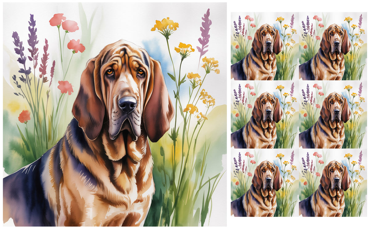 DecoCraft - Scenic Tiles Series - Watercolor Pets - Bloodhound