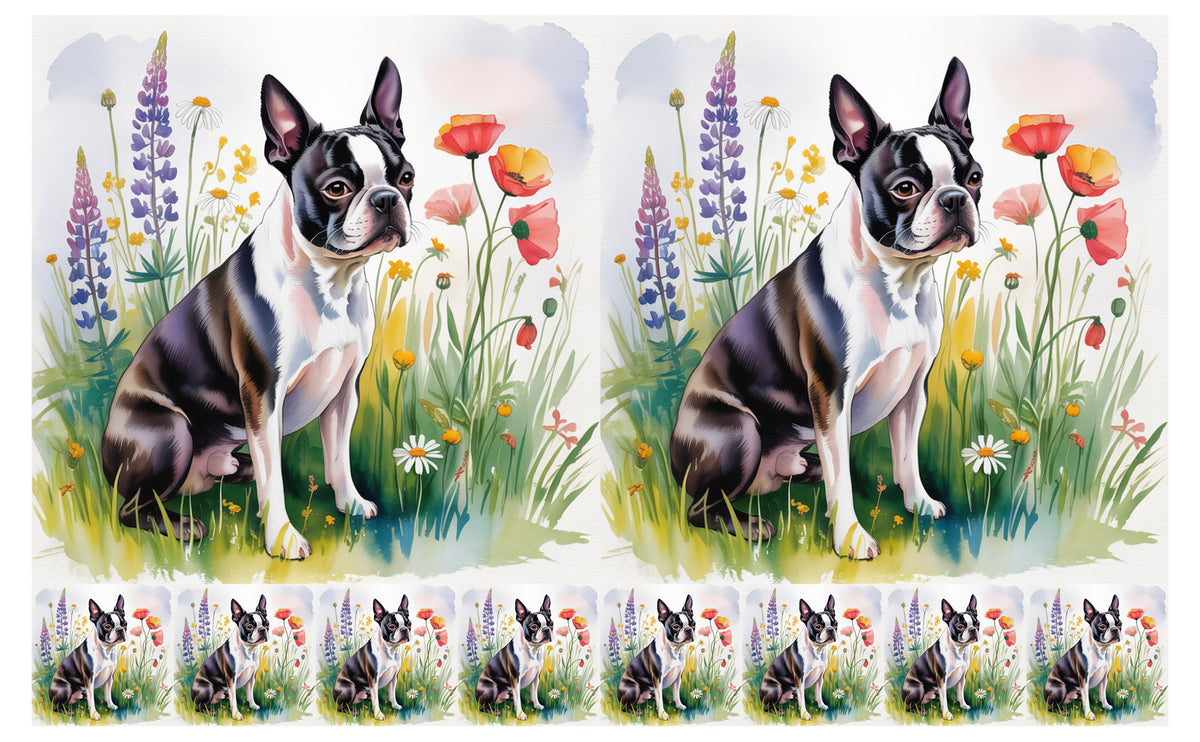 DecoCraft - Scenic Tiles Series - Watercolor Pets - Boston Terrier