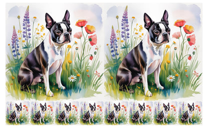 DecoCraft - Scenic Tiles Series - Watercolor Pets - Boston Terrier