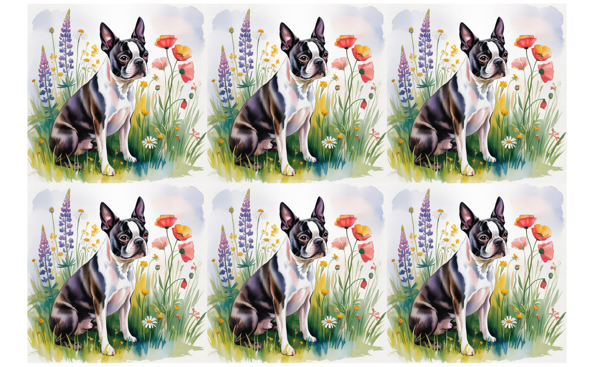 DecoCraft - Scenic Tiles Series - Watercolor Pets - Boston Terrier