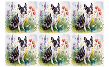 DecoCraft - Scenic Tiles Series - Watercolor Pets - Boston Terrier