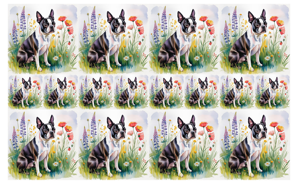DecoCraft - Scenic Tiles Series - Watercolor Pets - Boston Terrier