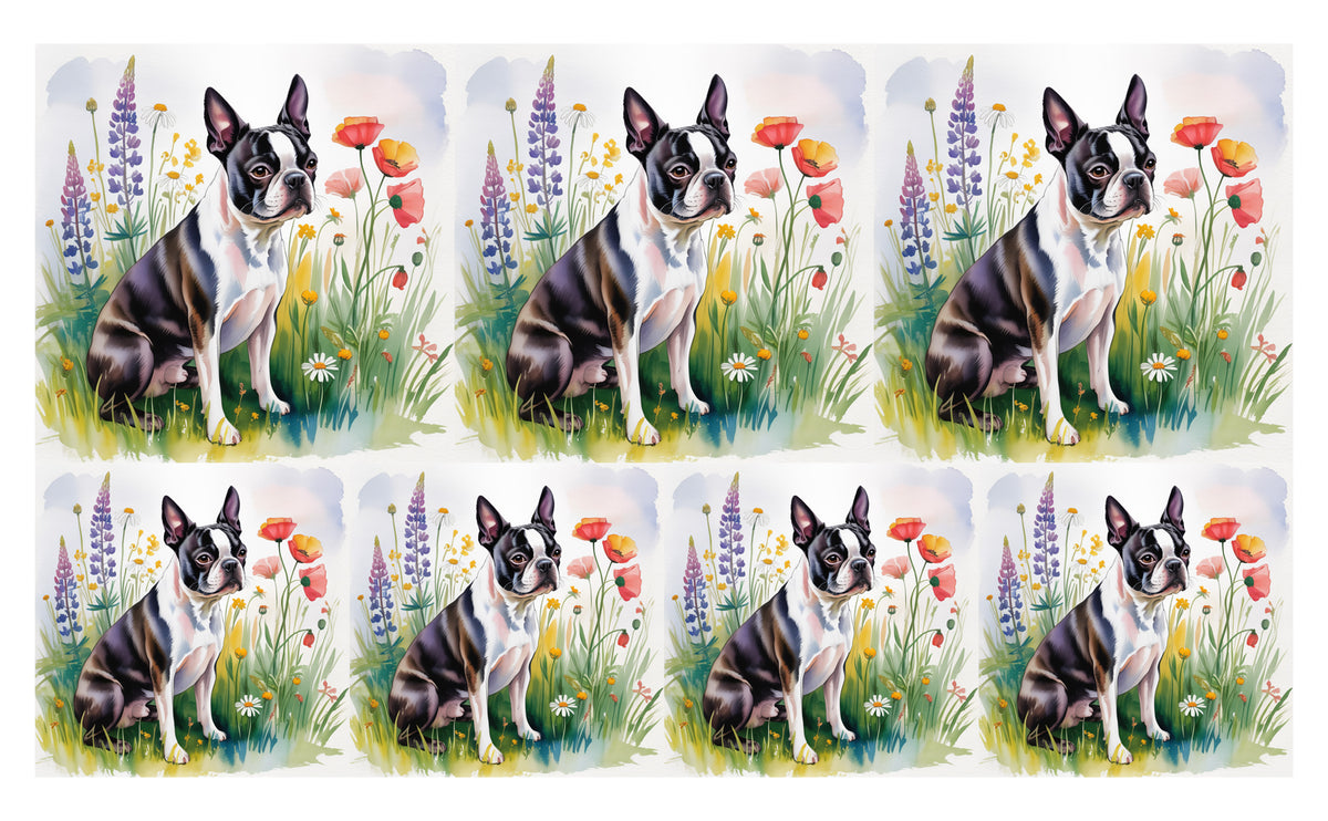 DecoCraft - Scenic Tiles Series - Watercolor Pets - Boston Terrier