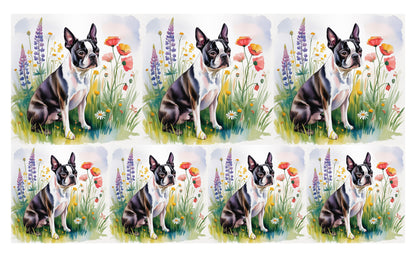 DecoCraft - Scenic Tiles Series - Watercolor Pets - Boston Terrier