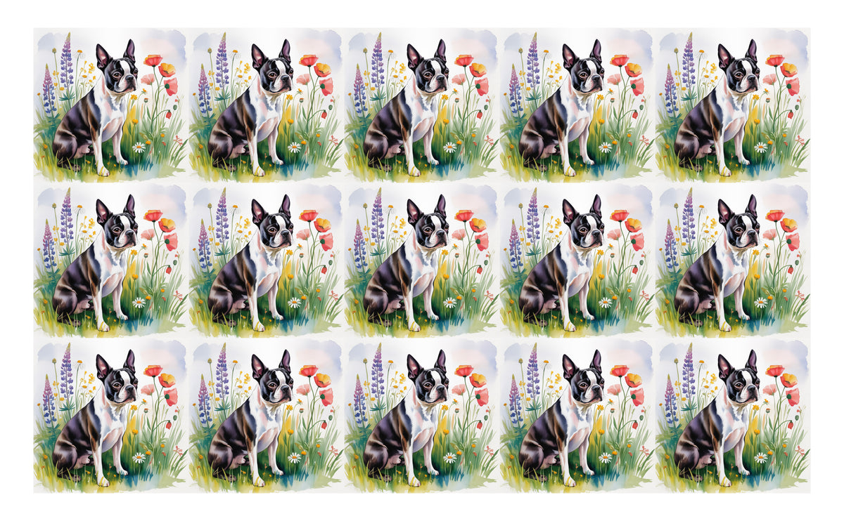 DecoCraft - Scenic Tiles Series - Watercolor Pets - Boston Terrier
