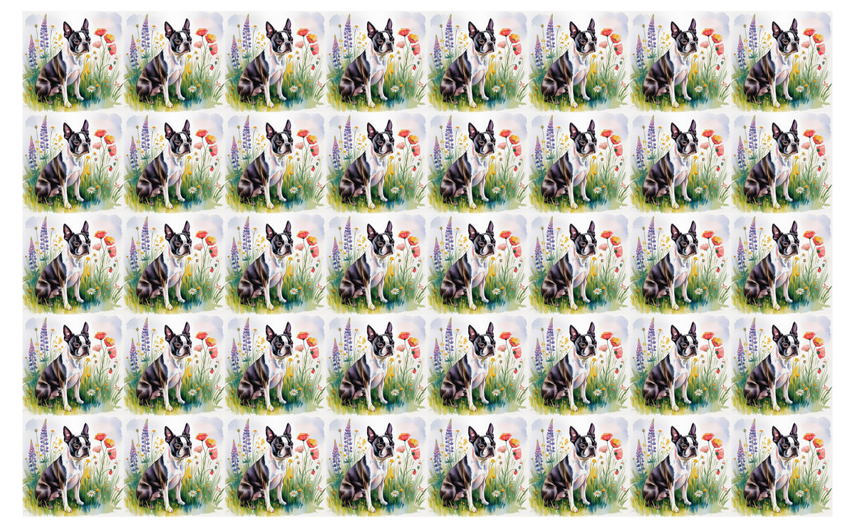 DecoCraft - Scenic Tiles Series - Watercolor Pets - Boston Terrier