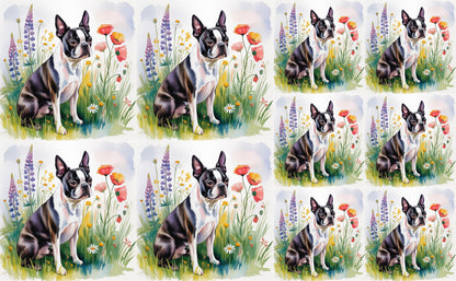 DecoCraft - Scenic Tiles Series - Watercolor Pets - Boston Terrier