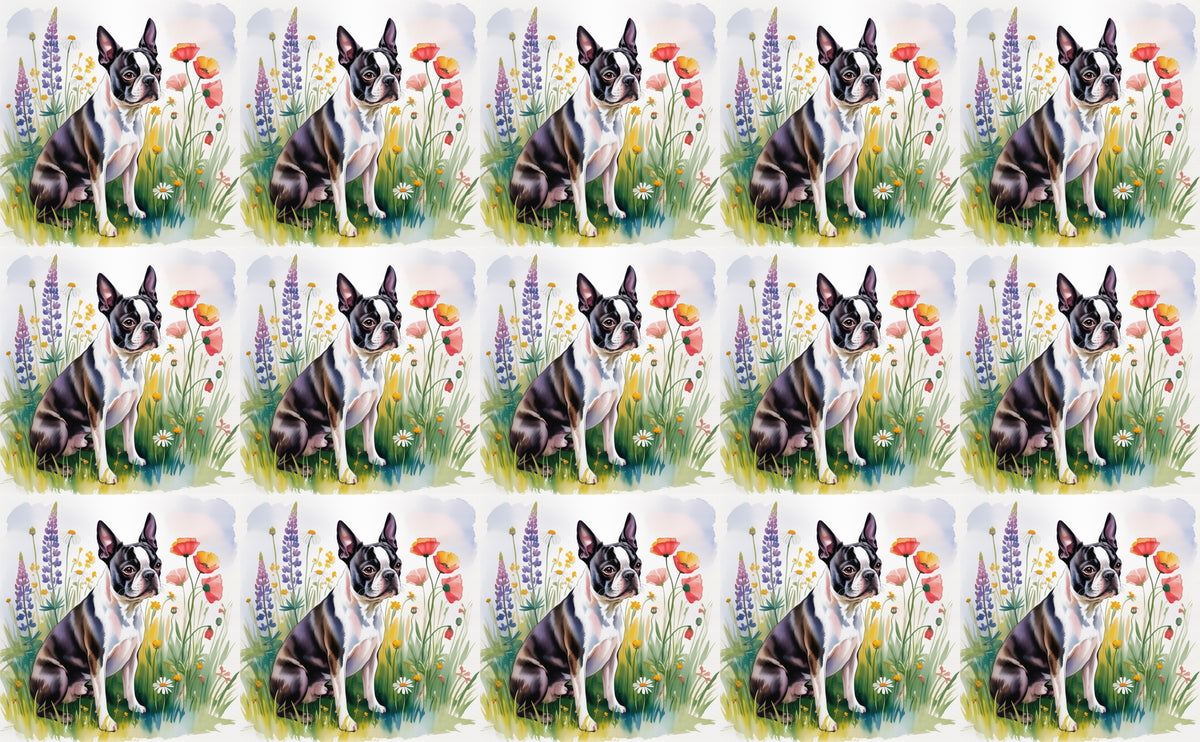 DecoCraft - Scenic Tiles Series - Watercolor Pets - Boston Terrier