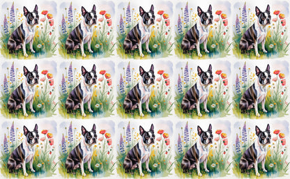 DecoCraft - Scenic Tiles Series - Watercolor Pets - Boston Terrier