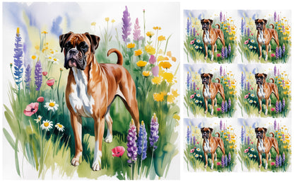 DecoCraft - Scenic Tiles Series - Watercolor Pets - Boxer