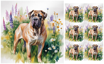 DecoCraft - Scenic Tiles Series - Watercolor Pets - Bull Mastiff