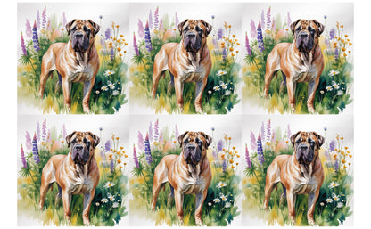 DecoCraft - Scenic Tiles Series - Watercolor Pets - Bull Mastiff