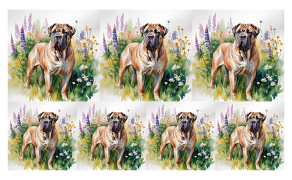 DecoCraft - Scenic Tiles Series - Watercolor Pets - Bull Mastiff