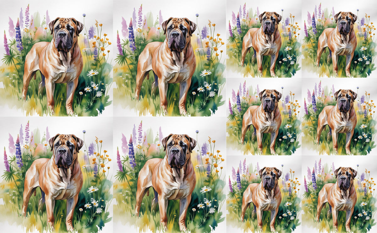 DecoCraft - Scenic Tiles Series - Watercolor Pets - Bull Mastiff
