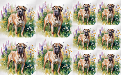 DecoCraft - Scenic Tiles Series - Watercolor Pets - Bull Mastiff