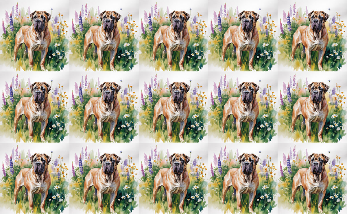 DecoCraft - Scenic Tiles Series - Watercolor Pets - Bull Mastiff