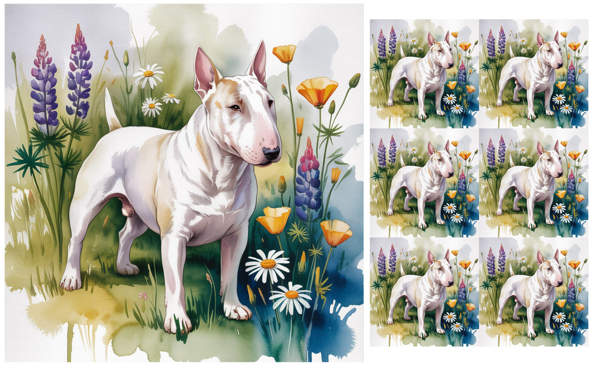 DecoCraft - Scenic Tiles Series - Watercolor Pets - Bull Terrier