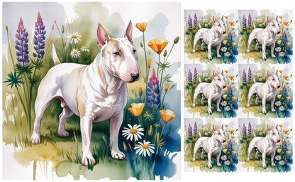DecoCraft - Scenic Tiles Series - Watercolor Pets - Bull Terrier
