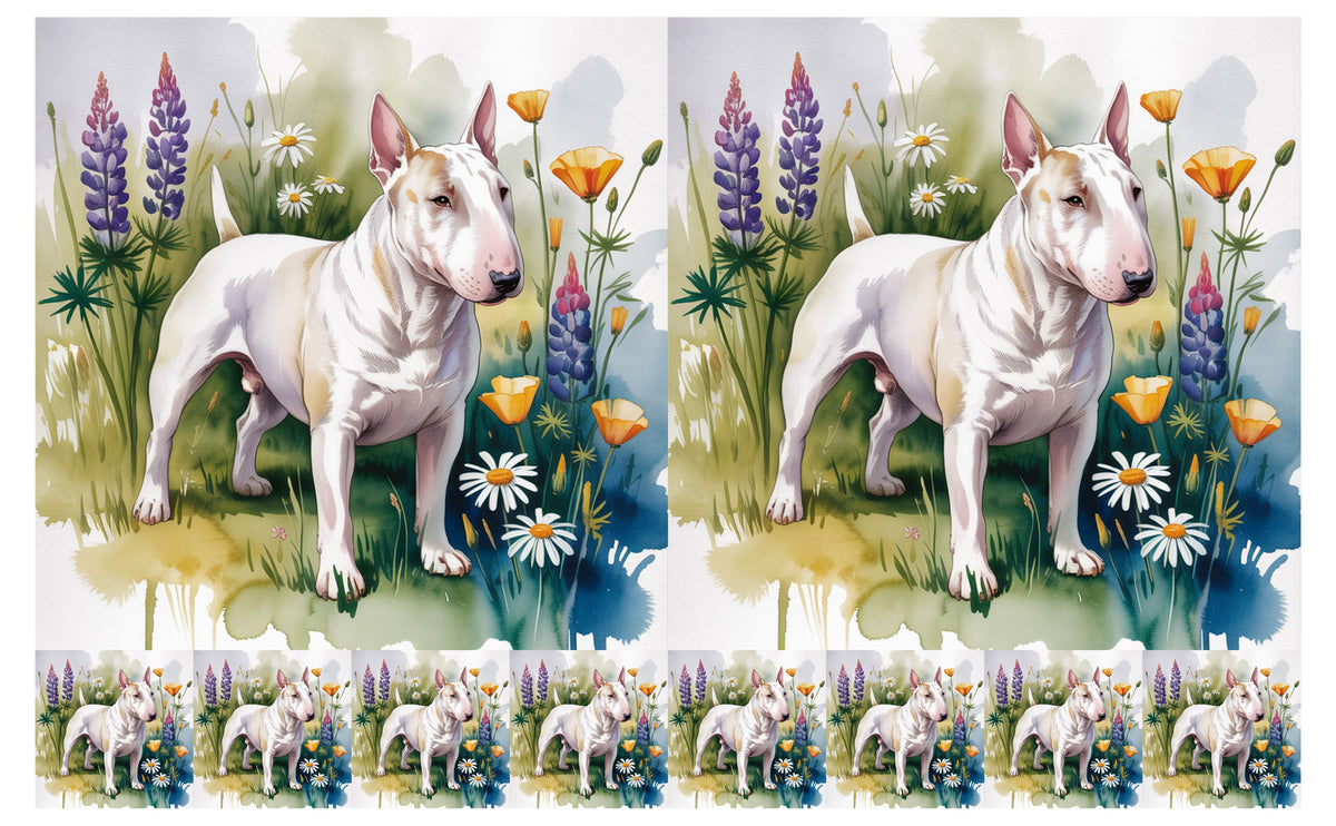 DecoCraft - Scenic Tiles Series - Watercolor Pets - Bull Terrier