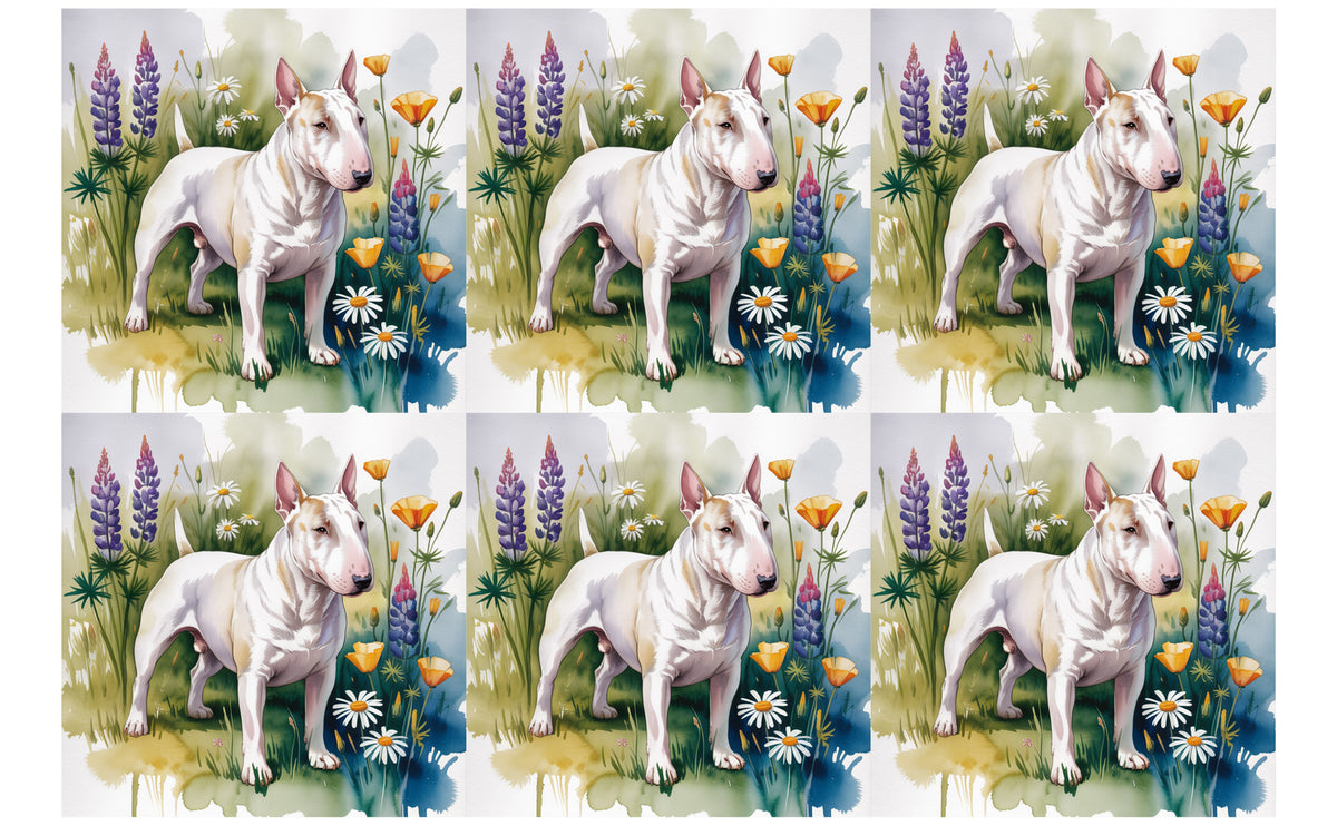 DecoCraft - Scenic Tiles Series - Watercolor Pets - Bull Terrier