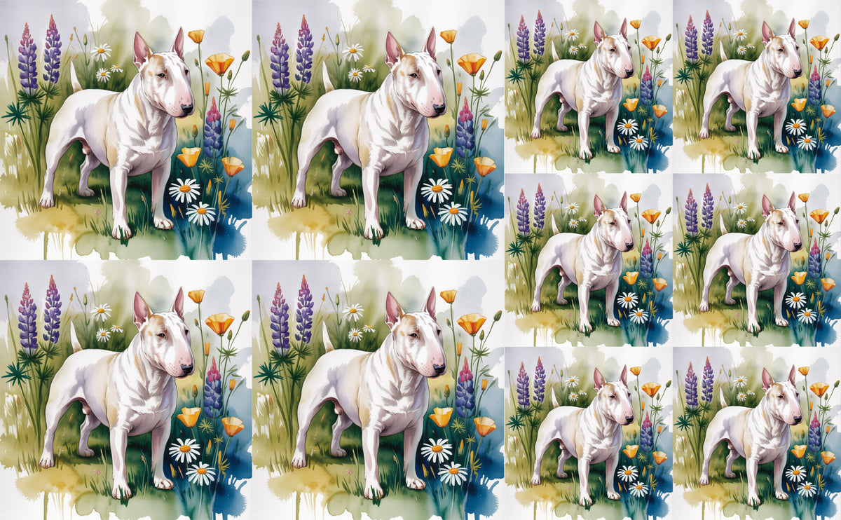 DecoCraft - Scenic Tiles Series - Watercolor Pets - Bull Terrier