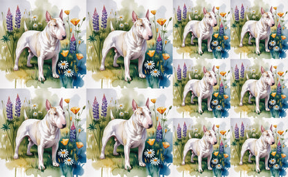 DecoCraft - Scenic Tiles Series - Watercolor Pets - Bull Terrier