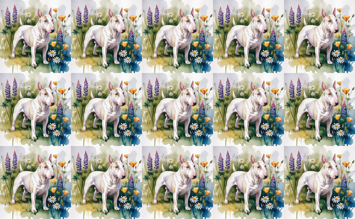 DecoCraft - Scenic Tiles Series - Watercolor Pets - Bull Terrier