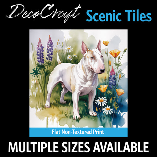 DecoCraft - Scenic Tiles Series - Watercolor Pets - Bull Terrier