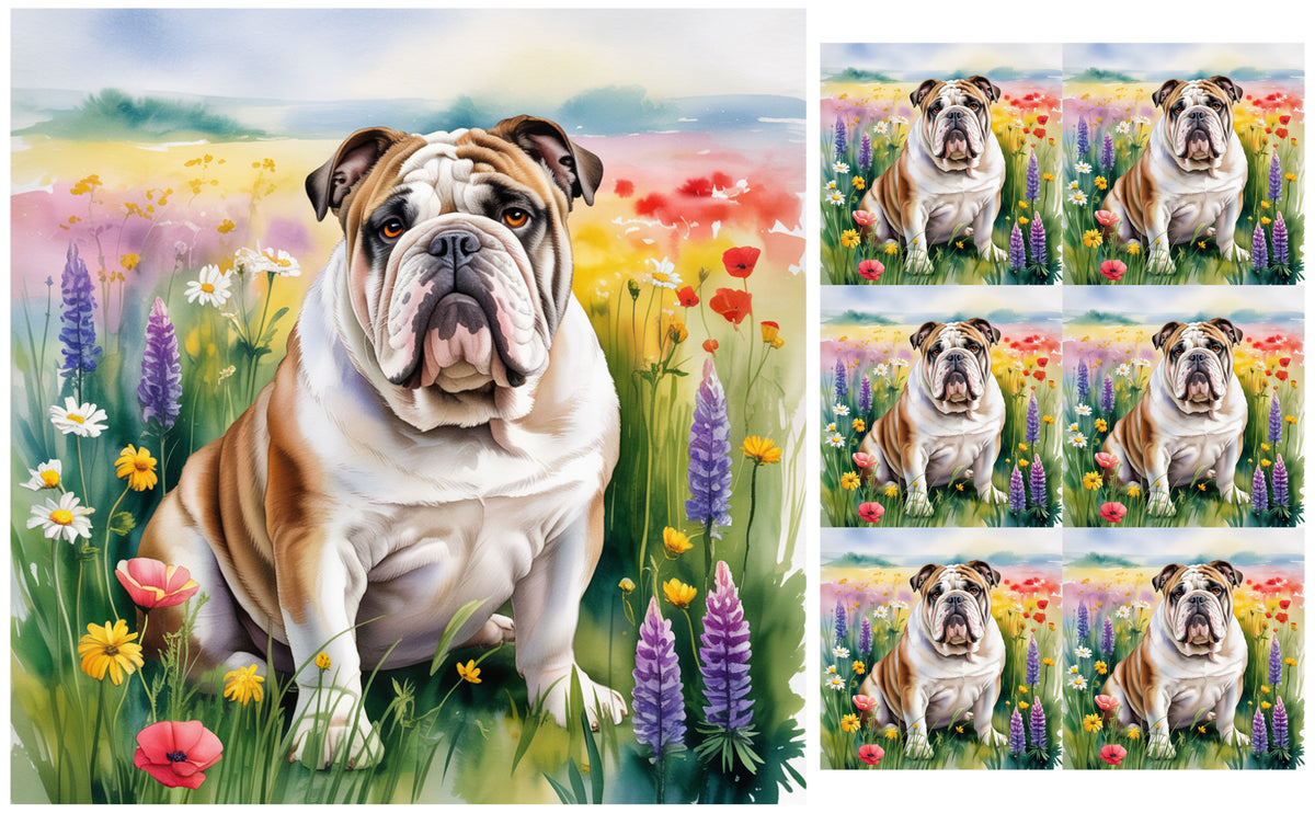 DecoCraft - Scenic Tiles Series - Watercolor Pets - Bulldog