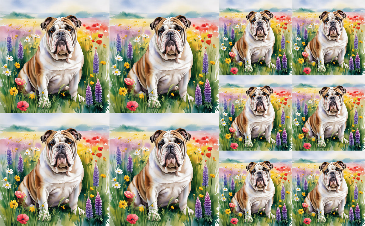 DecoCraft - Scenic Tiles Series - Watercolor Pets - Bulldog