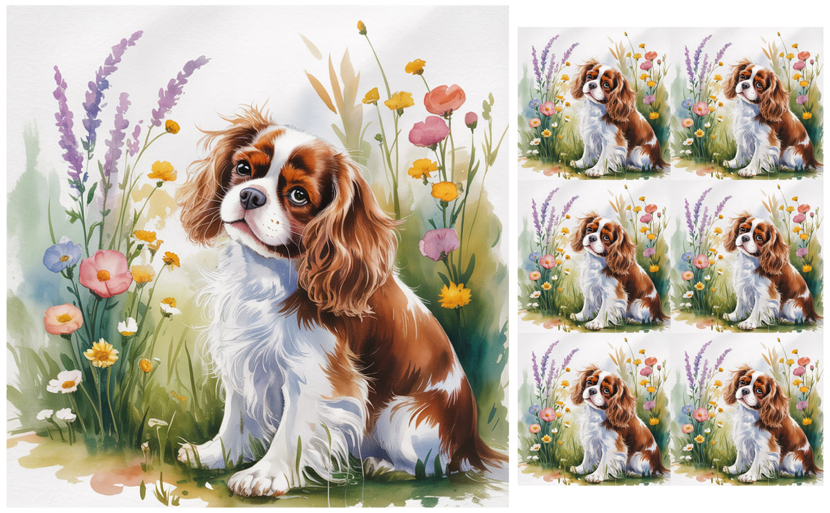DecoCraft - Scenic Tiles Series - Watercolor Pets - Cavalier