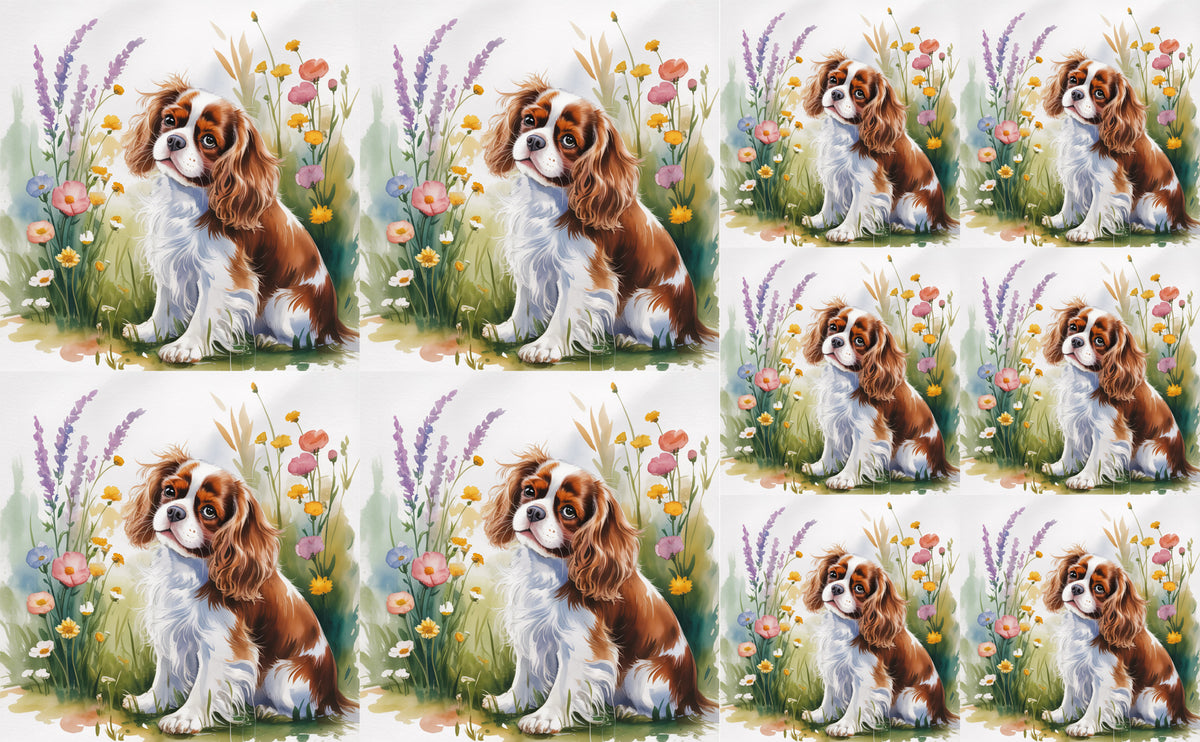 DecoCraft - Scenic Tiles Series - Watercolor Pets - Cavalier
