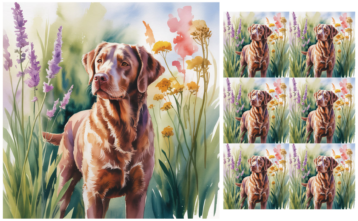 DecoCraft - Scenic Tiles Series - Watercolor Pets - Chesapeake Bay Retriever