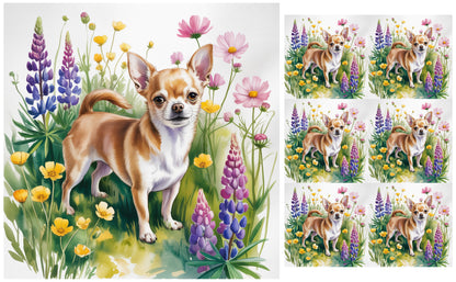 DecoCraft - Scenic Tiles Series - Watercolor Pets - Chihuahua - Tan