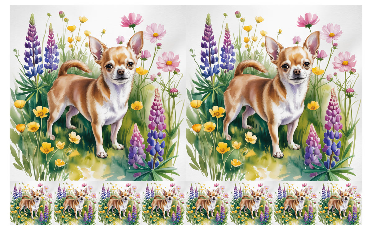 DecoCraft - Scenic Tiles Series - Watercolor Pets - Chihuahua - Tan