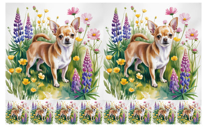 DecoCraft - Scenic Tiles Series - Watercolor Pets - Chihuahua - Tan