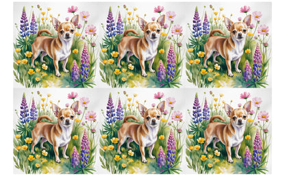 DecoCraft - Scenic Tiles Series - Watercolor Pets - Chihuahua - Tan