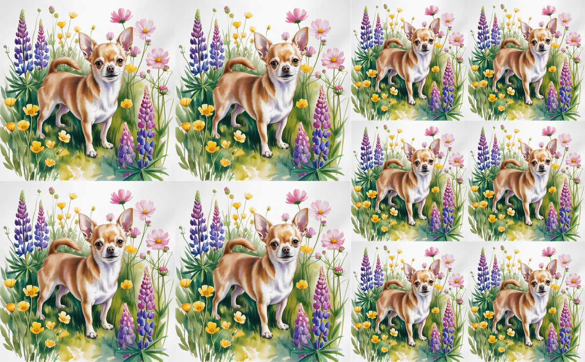 DecoCraft - Scenic Tiles Series - Watercolor Pets - Chihuahua - Tan