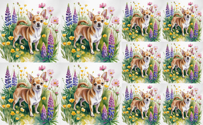 DecoCraft - Scenic Tiles Series - Watercolor Pets - Chihuahua - Tan