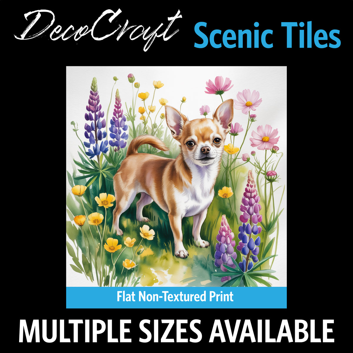 DecoCraft - Scenic Tiles Series - Watercolor Pets - Chihuahua - Tan