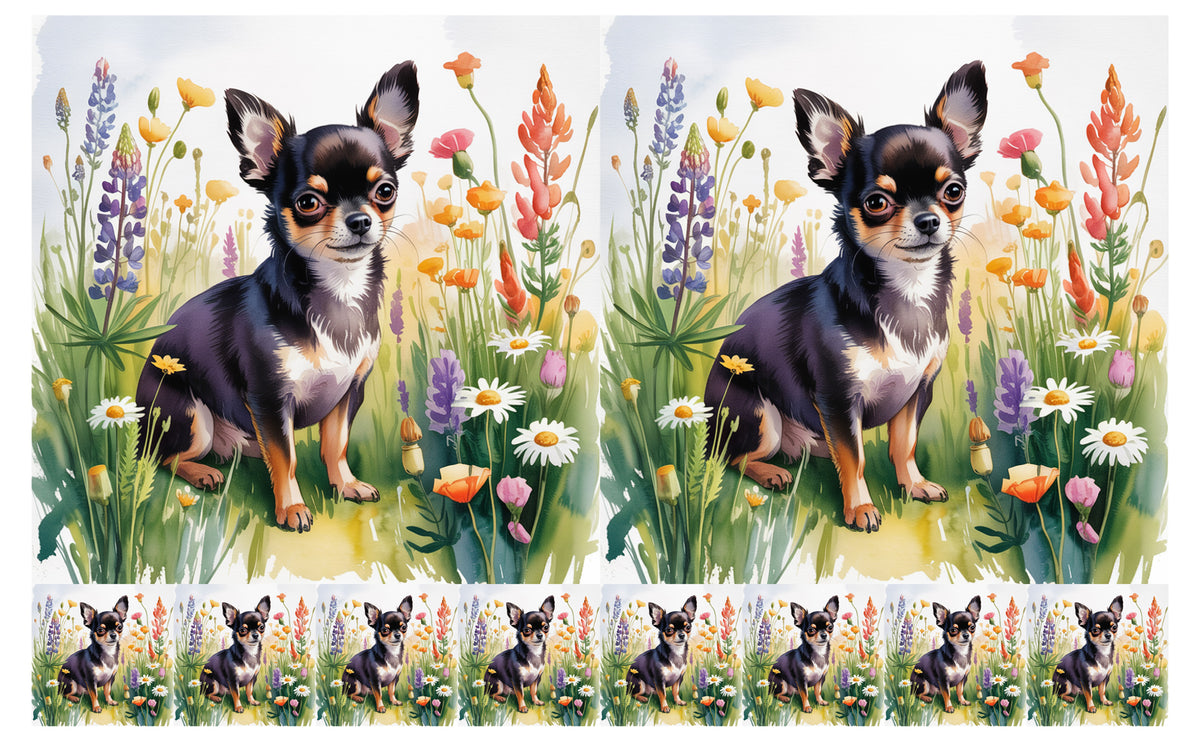 DecoCraft - Scenic Tiles Series - Watercolor Pets - Chihuahua - Black