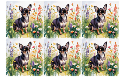DecoCraft - Scenic Tiles Series - Watercolor Pets - Chihuahua - Black