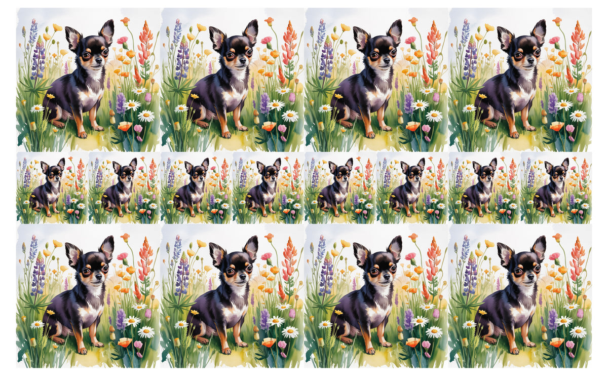 DecoCraft - Scenic Tiles Series - Watercolor Pets - Chihuahua - Black