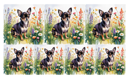 DecoCraft - Scenic Tiles Series - Watercolor Pets - Chihuahua - Black