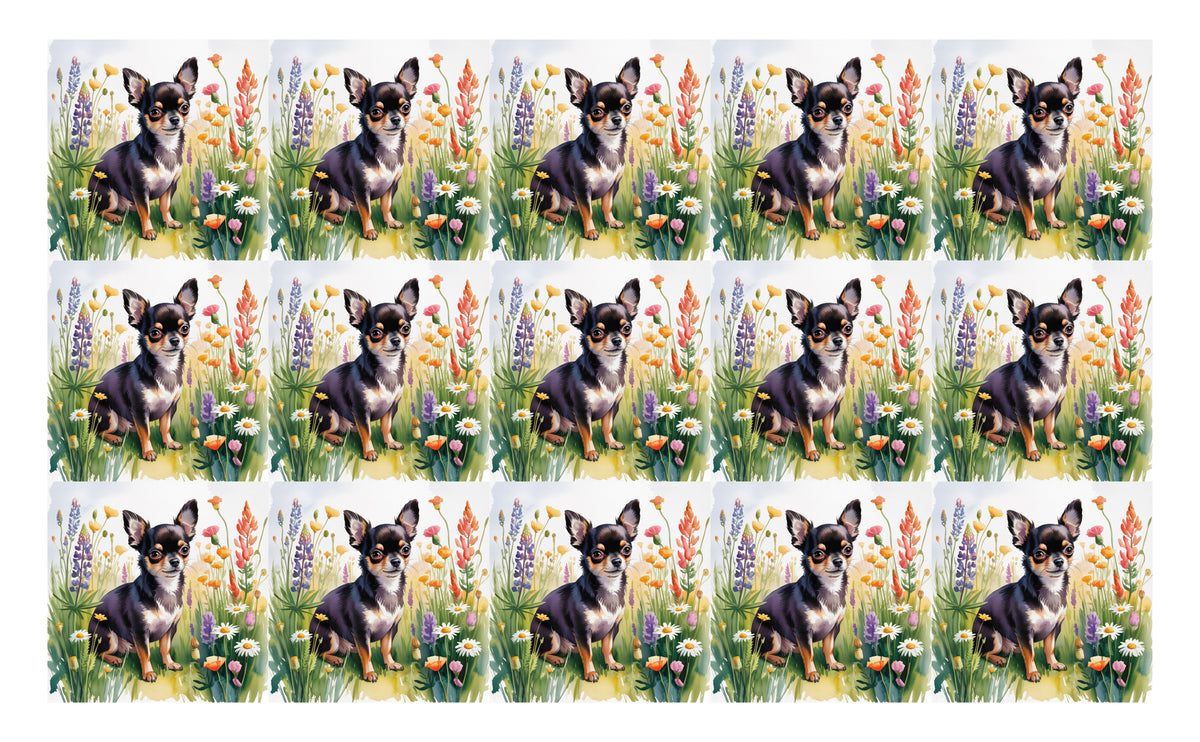DecoCraft - Scenic Tiles Series - Watercolor Pets - Chihuahua - Black