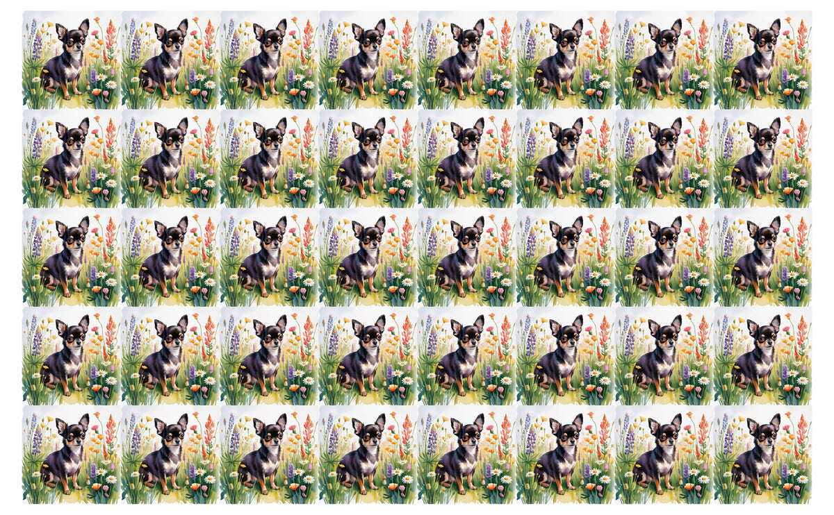 DecoCraft - Scenic Tiles Series - Watercolor Pets - Chihuahua - Black