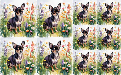 DecoCraft - Scenic Tiles Series - Watercolor Pets - Chihuahua - Black