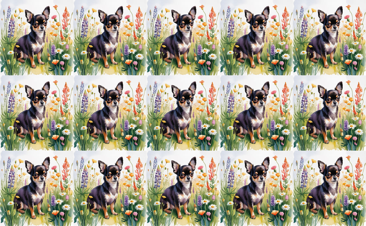 DecoCraft - Scenic Tiles Series - Watercolor Pets - Chihuahua - Black